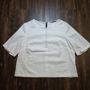 MNG White Textured Women's Blouse